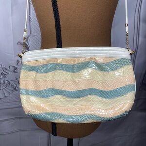 Vintage 80’s Venetto Patchwork Snake Skin Wavy Shoulder Crossbody bag